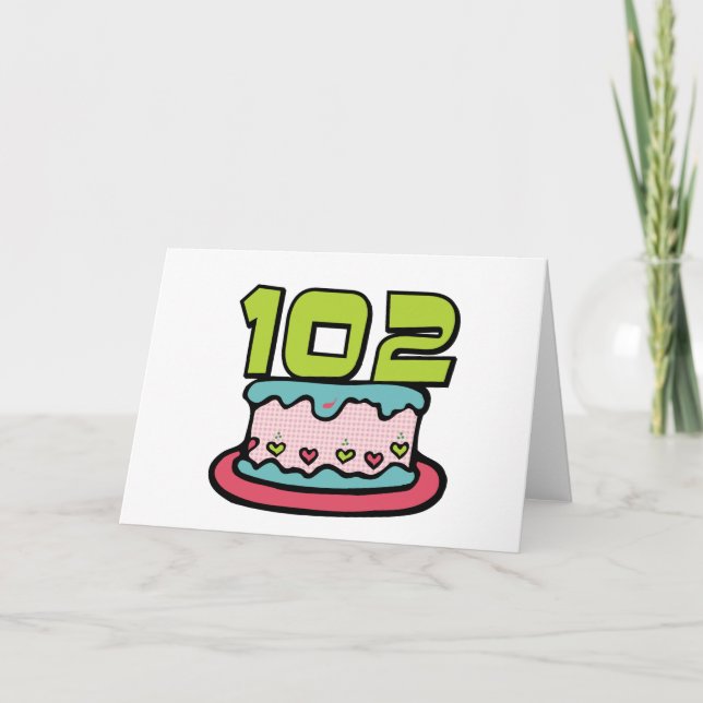 102 Year Old Birthday Cake Card (Front)