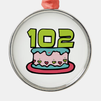 102 Year Old Birthday Cake Metal Ornament