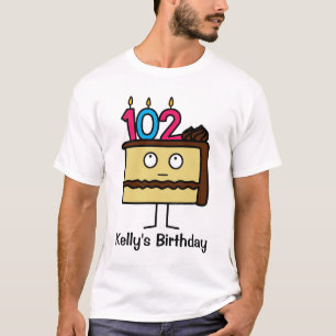 102nd Birthday Cake with Candles T-Shirt