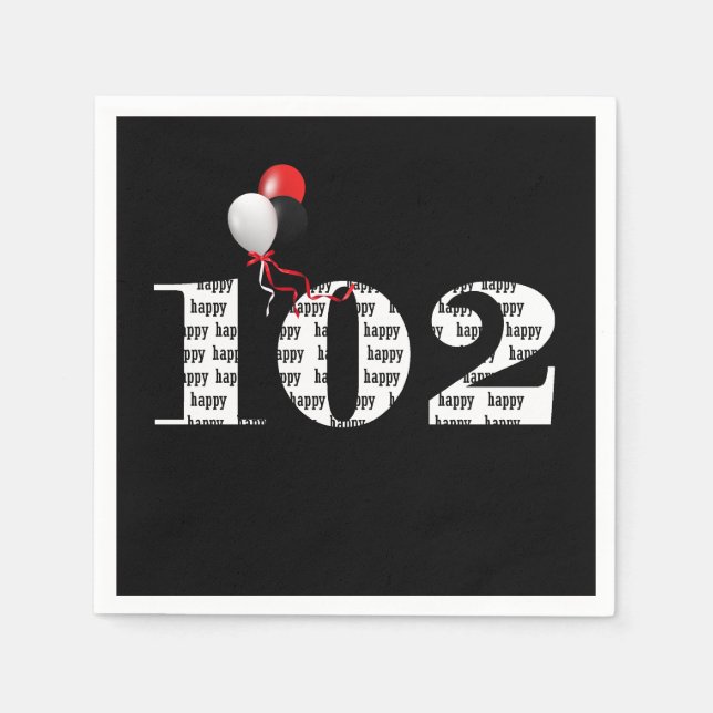 102nd Birthday party balloons Napkin (Front)