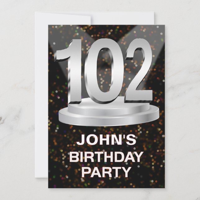 102nd Birthday Party Invitation Add a Name (Front)