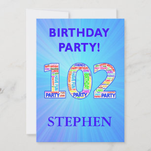 102nd Birthday Party Invitation Add a Name