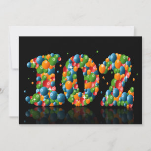 102nd Birthday party, with bubbles and balls Invitation