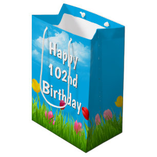 102nd Birthday Tulips Medium Gift Bag