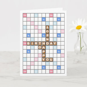 102nd Birthday, Word Game Board Card
