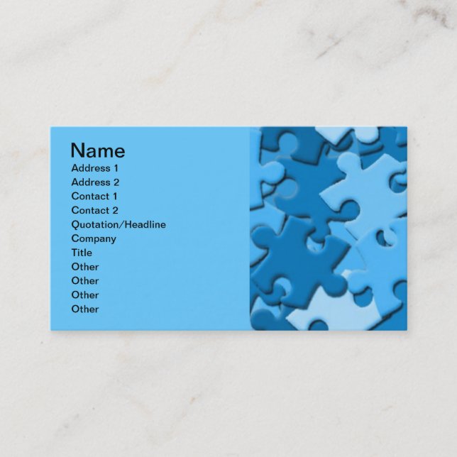 103005-puzzle Dark Light Blues Jigsaw Puzzle Piece Business Card (Front)