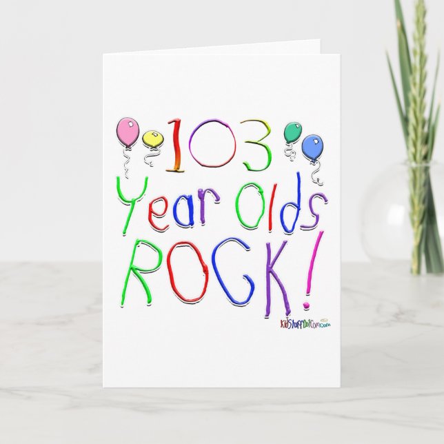 103 Year Olds Rock! Greeting Card (Front)