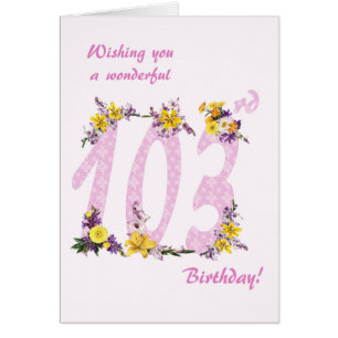 103e anniversaire Fleur numéros décorés