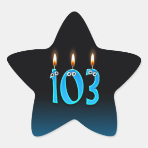 103rd Birthday Candles and Eyeballs Star Sticker