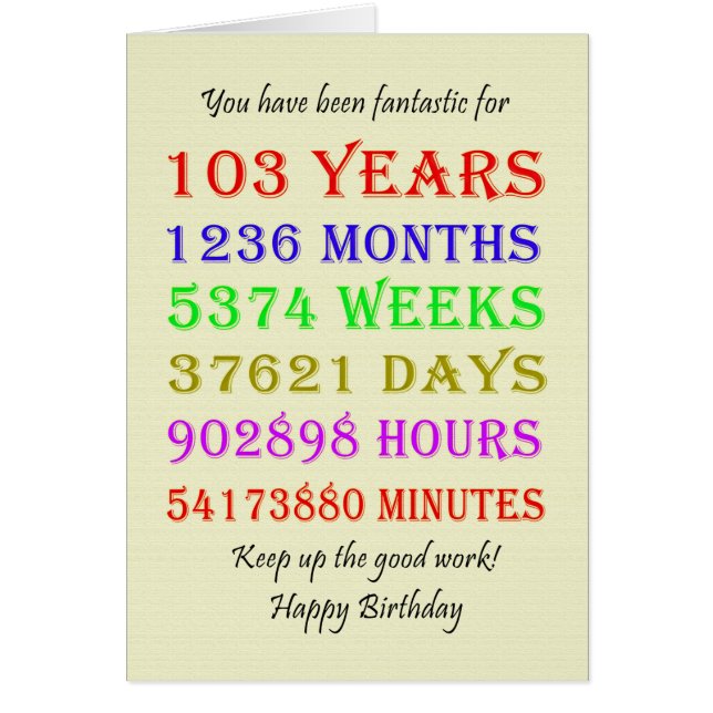 103rd Birthday Milestones (Front)