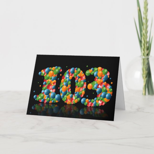 103rd birthday with numbers formed from balls card (Front)