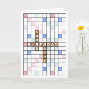 103rd Birthday, Word Game Board Card
