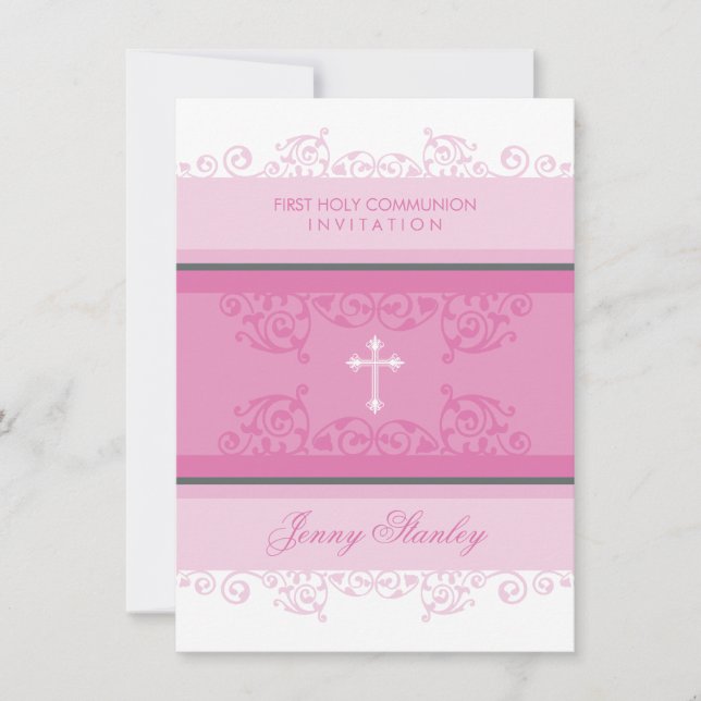 104 Gina :: COMMUNION INVITES :: curls 2P (Front)