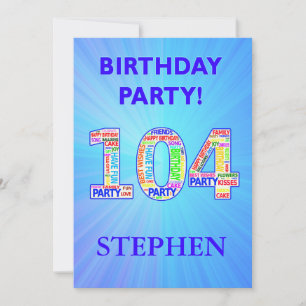 104e anniversaire Invitation de fête Ajouter un no