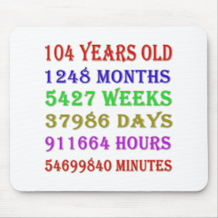 104th Birthday Milestones Mouse Pad