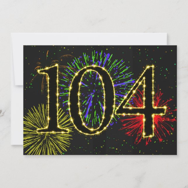 104th birthday party invitate invitation (Front)