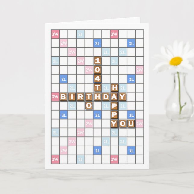 104th Birthday, Word Game Board Card (Small Plant)