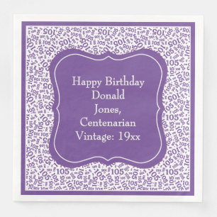 105 Birthday Purple/White Bracket Number Pattern Napkin