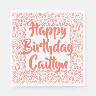 105 Birthday Random Number Pattern Scallops Coral Napkin