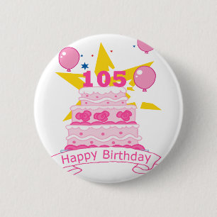 105 Year old Birthday Cake 2 Inch Round Button
