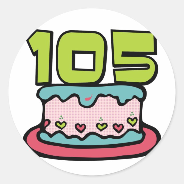 105 Year Old Birthday Cake Classic Round Sticker (Front)