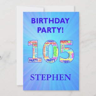 105e anniversaire Invitation Mots dans lettres