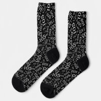 105th Birthday Black Random Number Pattern Socks