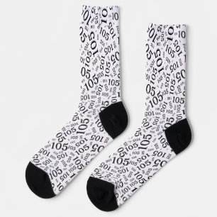 105th Birthday Black/White Random Number Pattern Socks