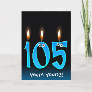 105th birthday candles on black card
