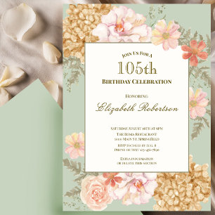 105th Birthday Invitation Autumn Colour Floral Sag