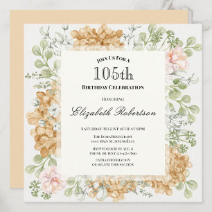 105th Birthday Invitation in Elegant Autumn Colour
