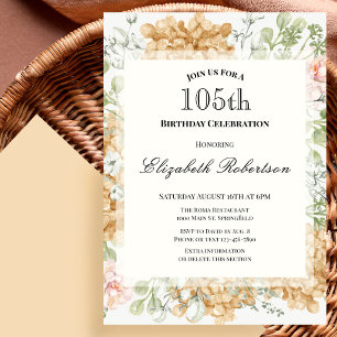 105th Birthday Invitation in Elegant Autumn Colour