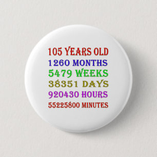 105th  Birthday Milestones 2 Inch Round Button