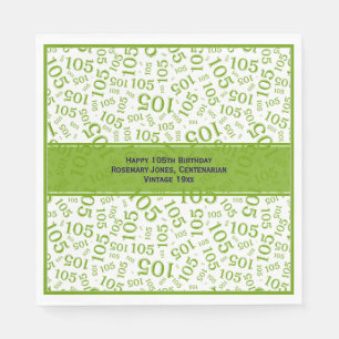 105th Birthday Modern Number Pattern Green/White Napkin