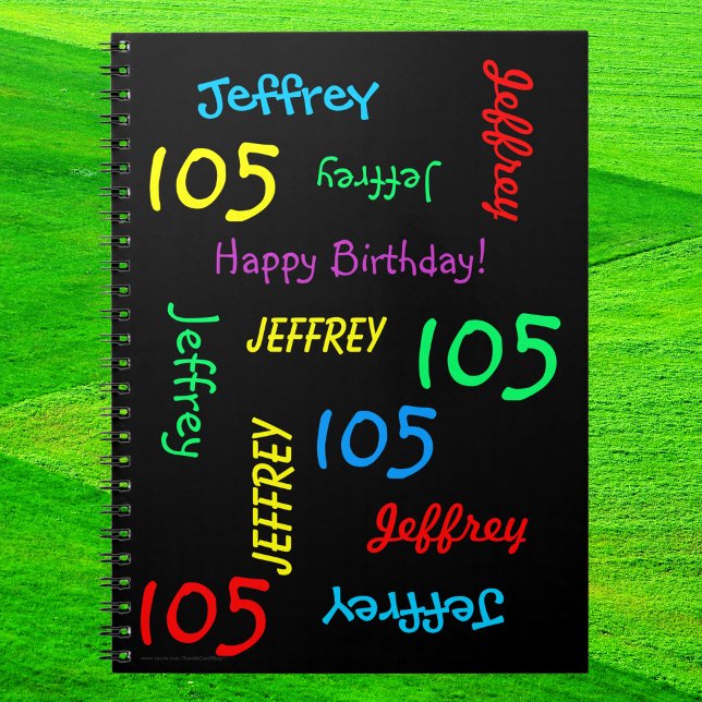 105th Birthday Party Guest Book, Name Black Spiral Notebook (Creator Uploaded)