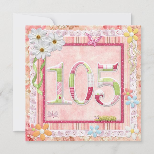 105th birthday party scrapbooking style invitation (Front)