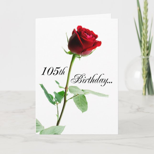 105th Birthday Red Rose Card (Front)