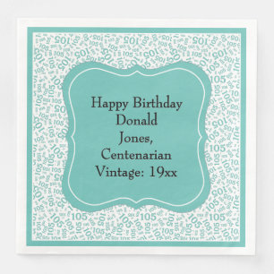 105th Birthday Teal/White Bracket Number Pattern Napkin