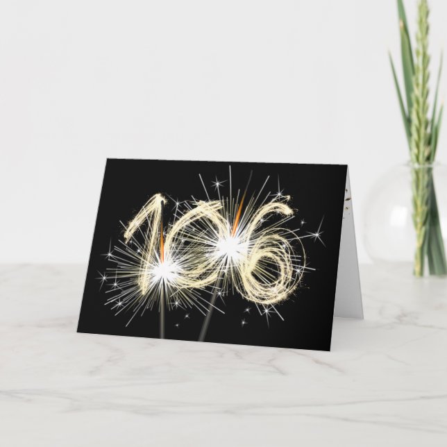 106th Birthday Sparklers on Black  Card (Front)