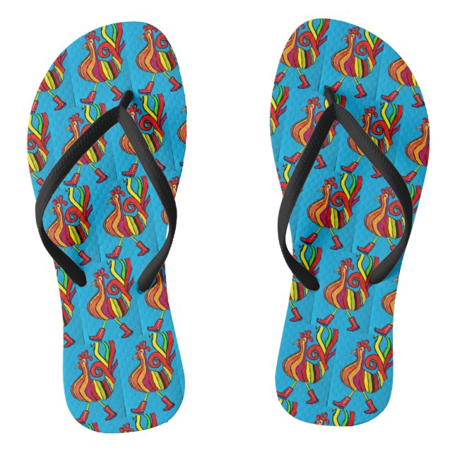 107 - Rooster with boots Flip Flops (Footbed)