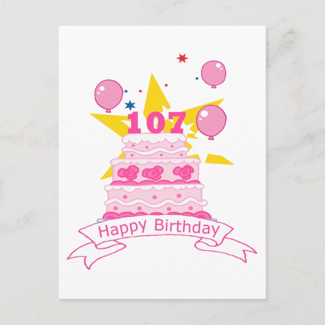 107 Year old Birthday Cake Postcard (Front)