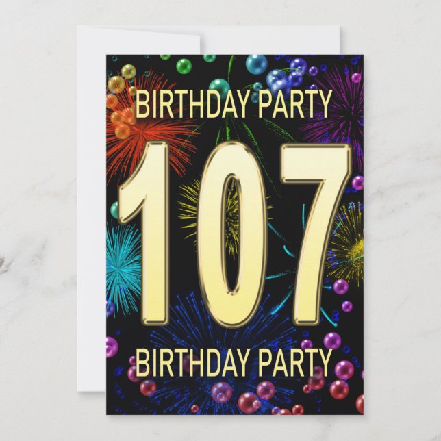 107e anniversaire Invitation fête feux d'artifice (Devant)