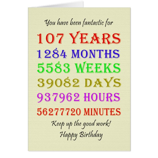 107th Birthday Milestones (Front)