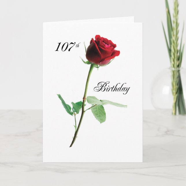 107th Birthday Red Rose Card (Front)