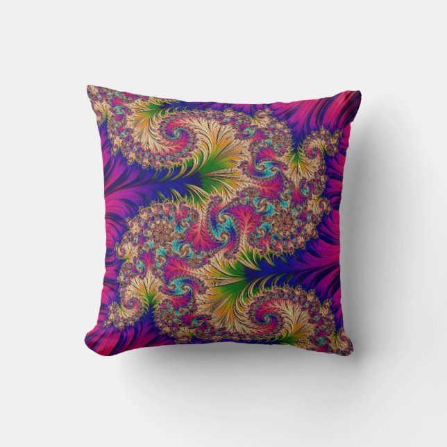 108-31 dragon de turquoise sur le coussin fuchsia (Recto)