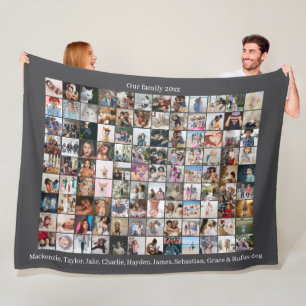 108 Photo Collage and Text Personalized DIY Custom Fleece Blanket
