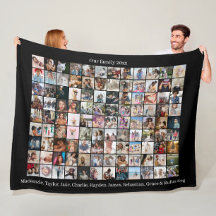 108 Photo Collage and Text Personalized DIY Custom Fleece Blanket