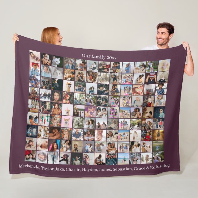 108 Photo Collage and Text Personalized DIY Custom Fleece Blanket (In Situ)