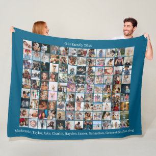 108 Photo Collage and Text Personalized DIY Custom Fleece Blanket