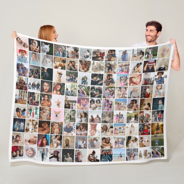 108 Photo Collage  Unique Personalized DIY Custom Fleece Blanket (In Situ)